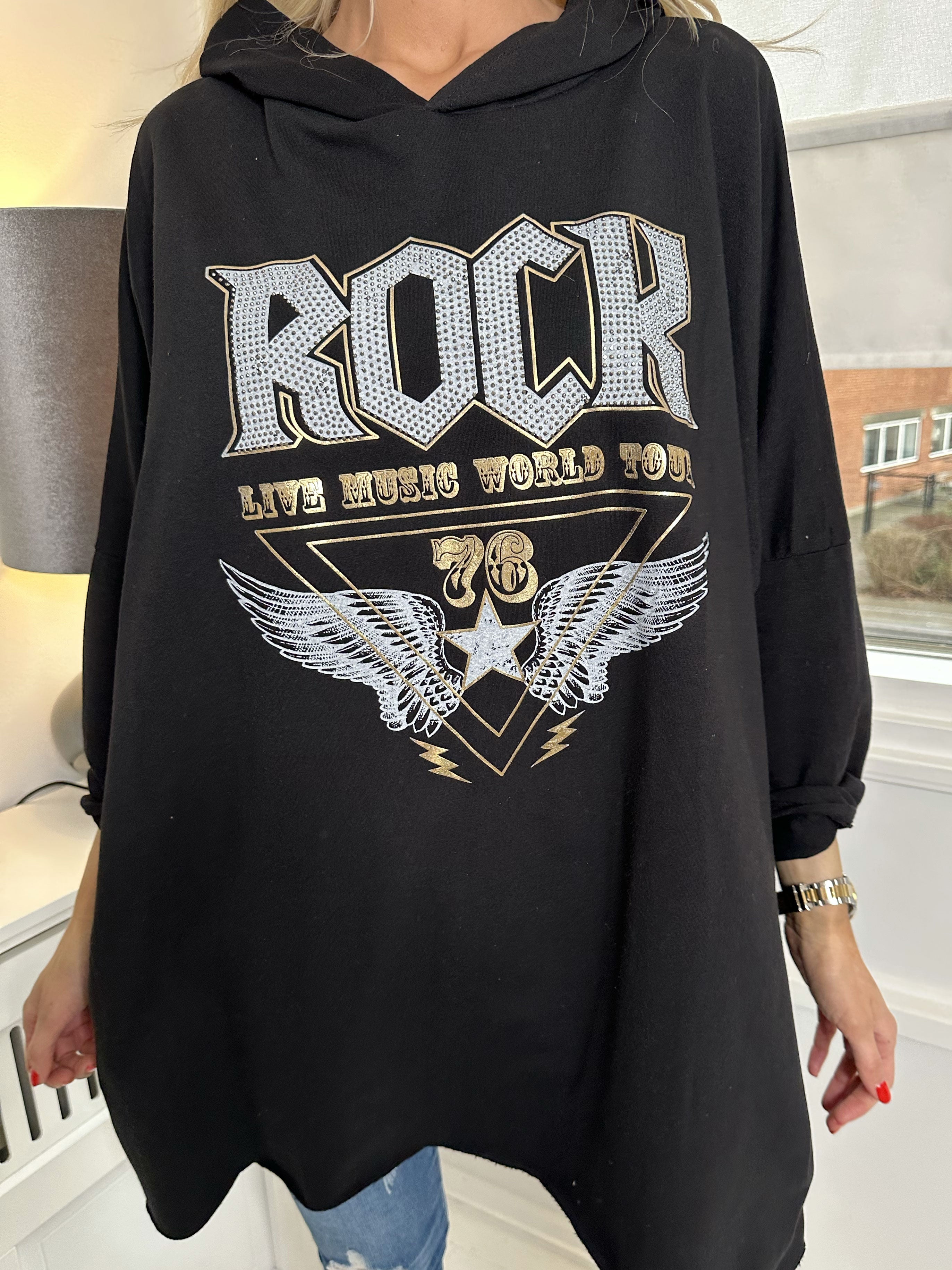 Rock - Cool hoodie klänning med text